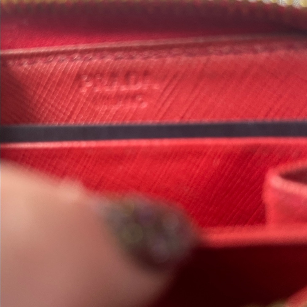 Prada Red Saffiano Leather wallet with Gold Accents - Picture 4 of 8